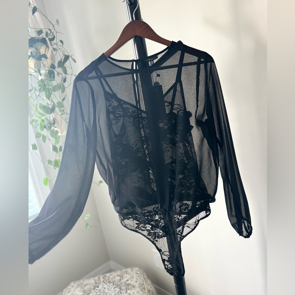 NWT Dynamite Black Sheer Bodysuit
